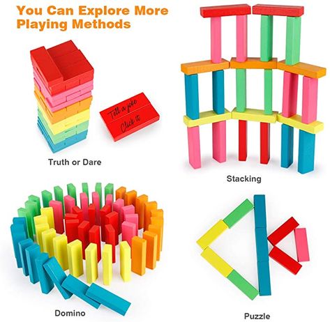 AmazonSmile: Coogam Wooden Blocks Stacking Game with Storage Bag, Toppling Colorful Tower Building Blocks Balancing Puzzles Toys Learning Educational Sorting Family Games Montessori Toys Gifts for Kids Toddlers: Toys & Games Butterfly Science, Bug Toys, Baby Ball Toy, Stack Game, Messy Crafts, Wooden Building Blocks, Stacking Blocks, Tower Building, Wooden Cubes