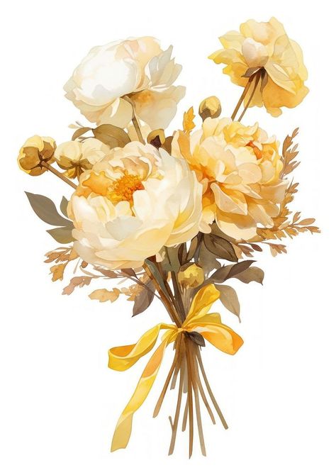 Elegant yellow floral bouquet illustration | free image by rawpixel.com / Kappy Floral Bouquet Illustration, Bouquet Illustration, Watercolour Flower, Download Free Images, Floral Bouquets, Botanical Illustration, Flower Arrangement, Yellow Floral, Free Image