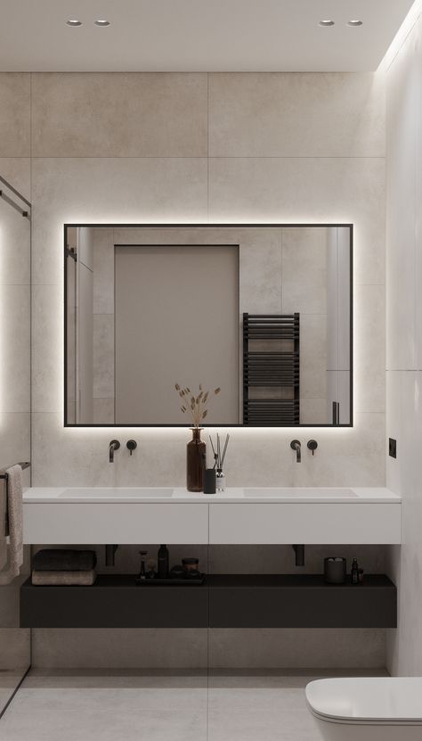 Dekorere Bad, Bilik Air, Retro Revival, Bathroom Inspiration Modern, Washroom Design, Lighting Plan, Appartement Design, Bathroom Design Inspiration, Bathroom Design Decor