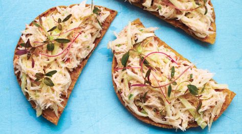 Crab Tostadas, Minimalist Recipes, Simple Summer Recipes, Mexican Fish, Green Zucchini, Dungeness Crab, Sunset Magazine, Napa Cabbage, Fresh Asparagus