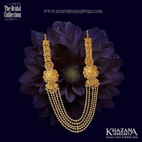 gold haram designs in khazana jewellery Gold Jewelry Haram, Khazana Jewellery, Antique Haram, Gold Haram Designs, Dubai Gold Jewelry, Haram Designs, Gold Haram, Long Haram, Gold Temple Jewellery