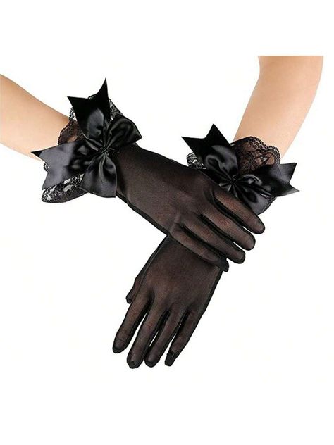 1pair Solid Color Elegant Polyester Bow-Tie Role-Play Costume Outfit, Suitable For Wedding, Festivals, And All Seasons Black,White Elegant   Polyester Plain Full Finger Gloves  All Women Accessories, size features are:Bust: ,Length: ,Sleeve Length: Wedding Dress Gloves, Cosplay Gloves, White Lace Gloves, Bride Gloves, Elegant Gloves, Festival Photography, Gloves White, Formal Gloves, Tea Party Wedding