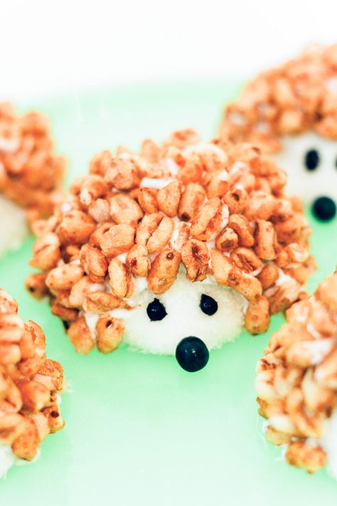 These simple, adorable treats make a perfect after school snack! Hedgehog Treats, School Desserts, Snacks For School, Hedgehog Food, Kids Cooking Party, Animal Snacks, Apple Bars, Hedgehog Birthday, Birthday Party Snacks