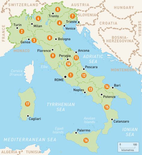 Italy - Italy is the world’s most celebrated tourist destination. Its magnificent cities – Rome, Florence, Venice and Naples - are full of iconic sights, while its scenery, from the snow-clad Dolomites to the glorious beaches of Sardinia, … Map Of Italy Cities, Italy Travel Map, Map Of Italy Regions, Northern Italy Map, Italy Geography, Map Of Italy, Sorrento Italy, Capri Italy, Italy Map