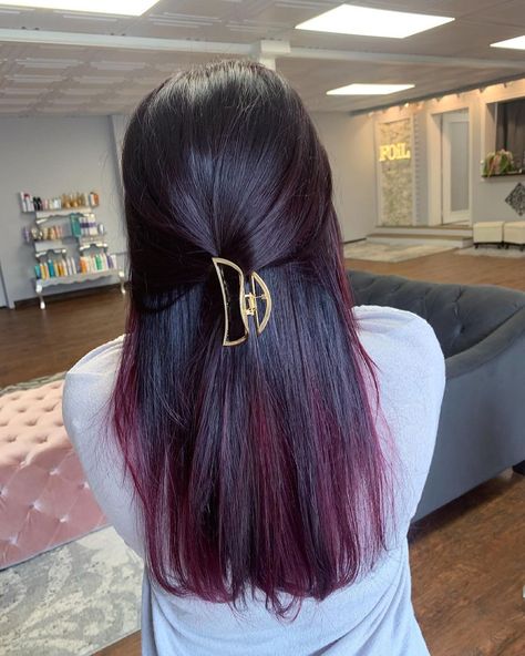 Hair Colour Styles Highlights, Hair Tip Color Ideas For Black Hair, Hair Highlight Colour, Hair Colour For Straight Hair Highlights, Women Hair Color Ideas Highlights, Types Of Hair Colour Style, Hair Colour Highlight Ideas, Subtle Dyed Hair For Black Hair, Hair Color Ideas Streaks