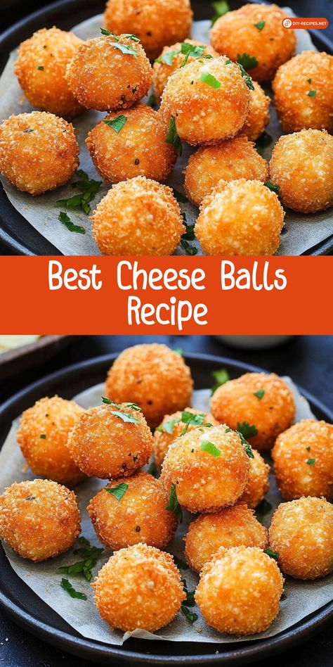 Discover the best Cheese Balls recipe! With a crunchy coating and melty cheese center, these bites are a delicious snack everyone will love. Cheese Filled Balls, Cheese Balls Recipe Easy, Baked Cheese Balls, Fried Cheese Balls Recipe, Mozzarella Cheese Balls, Cream Cheese Balls Recipe, Cheese Balls Recipe, Potato Cheese Balls, Cheese Ideas