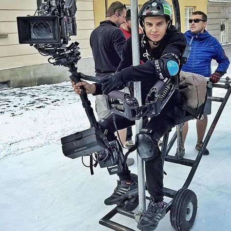 Awesome BTS setup 🎬Ninja camera-operator/ cinematographer Maciej Tomków | Photo via @maciejtomkow Tag a friend who wouldn't mind riding around in this setup ☺ Operator Aesthetic, Camera Operator, Camera Man, Interesting Patterns, Camera Rig, Film Making, Camera Gear, Tag A Friend, Filmmaking