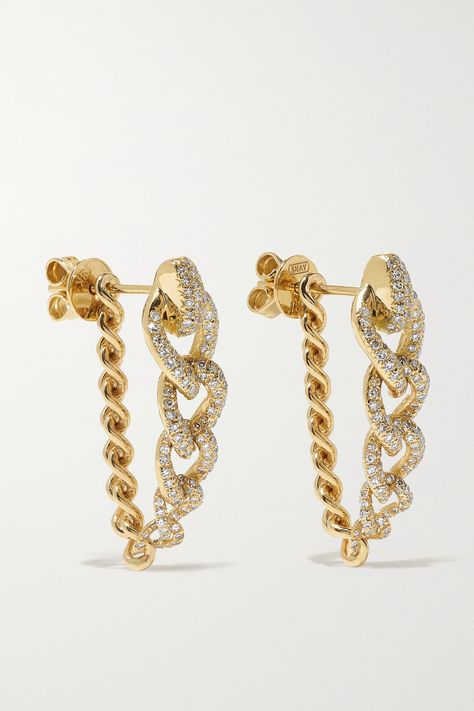 NET-A-PORTER's Post | ModeSens Convertible Jewelry, Convertible Earrings, Convertible Necklace, Daily Jewelry, Vs Diamond, Gold Diamond Earrings, Gold Earrings Designs, Hand Cast, Dainty Earrings