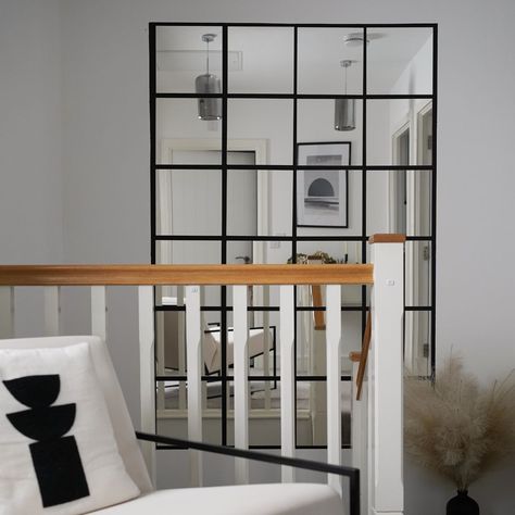 This viral IKEA mirror hack perfectly fakes an expensive-looking heavy mirror – and for less than £50 Ikea Mirror Wall, Flatpack Furniture, Ikea Mirror Hack, Mirror Hack, Fake Window, Ikea Mirror, House Makeovers, Staircase Wall, Flat Pack Furniture