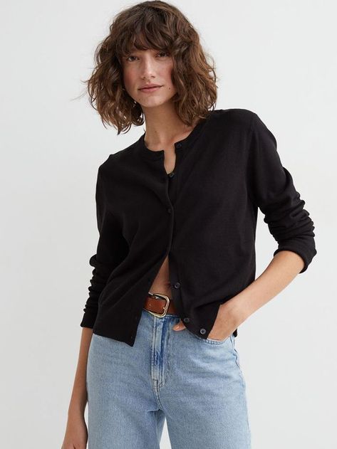 I'm Eyeing These 26 Basics to Enhance My 2023 Wardrobe Knit Cardigan Outfit, Fine Knit Cardigan, Cardigan Outfit, Lightweight Cardigan, Womens Basic, Basic Outfits, Knit Jacket, Black Cardigan, Cardigans For Women