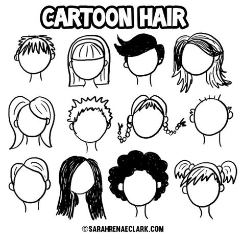 Cartoon Hairstyles, Cartoon Noses, Lukisan Landskap, Cartoon Mouths, رسم كاريكاتير, 심플한 그림, Draw Hair, Draw Doodle, Drawing Hands