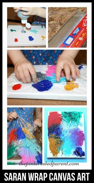 Canvas painting with Saran Wrap adds a little texture with lines & peaks to you abstract painting & it is fun for the kids. Kids arts & crafts. Baby Canvas Painting, Kids Canvas Art, Saran Wrap, Kids Canvas, Toddler Art, Camping Art, Canvas Crafts, Preschool Art, Baby Crafts