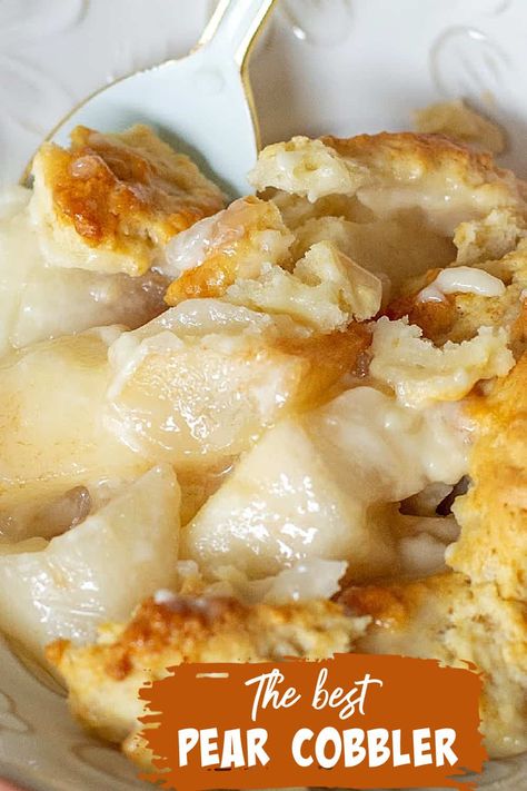 Fresh Pear Recipes, Pear Cobbler Recipe, Pear Recipes Easy, Pear Cobbler, Pear Dessert Recipes, Cobbler Recipes Easy, Fluff Salad, Pear Pie, Canned Pears