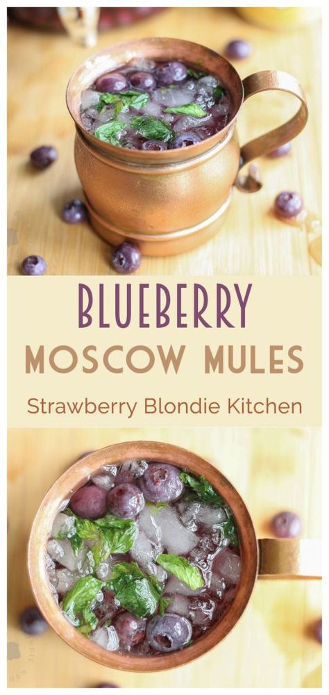 Blueberry Moscow Mules are made with homemade blueberry vodka, lime, ginger beer and muddled mint these are sure to be your next go to cocktail recipe for the simplicity and ease of this deliciously refreshing beverage. #blueberry #moscowmule #Moscowmulerecipe #blueberrymule #cocktails #cocktailrecipe #cocktailoftheday #cocktailtime #blueberryvodka #gingerbeer #blueberrymoscowmule Blueberry Moscow Mule, Strawberry Blondie, Fav Drink, Blueberry Vodka, Moscow Mules, Moscow Mule Recipe, Winter Drink, Mule Recipe, Boozy Drinks