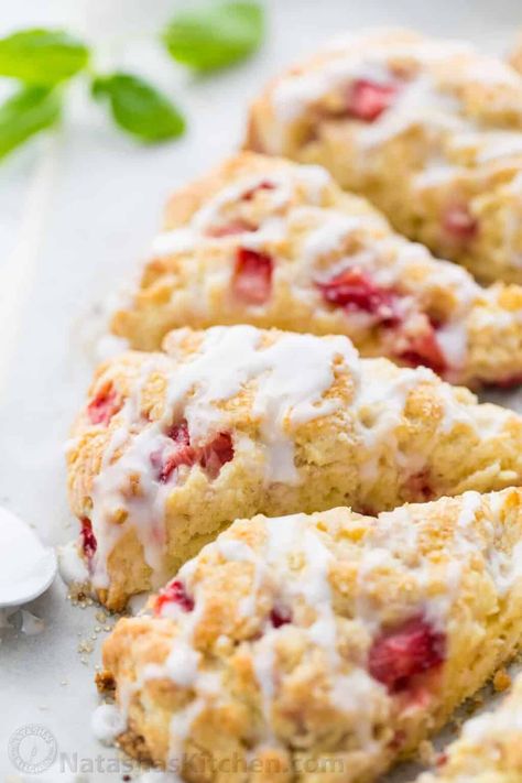 Best Scone Recipe, Jeff Mauro, Strawberry Scones, Lemon Icing, Scone Recipe, Icing Recipe, Strawberry Recipes, Food Network, Breakfast Ideas