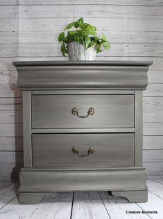 Steel Nightstand, Tall Nightstand, Grey Dresser, Bedroom Furniture Makeover, Painted Bedroom Furniture, Furniture Rehab, Chalk Paint Furniture, Farmhouse Furniture, Refurbished Furniture