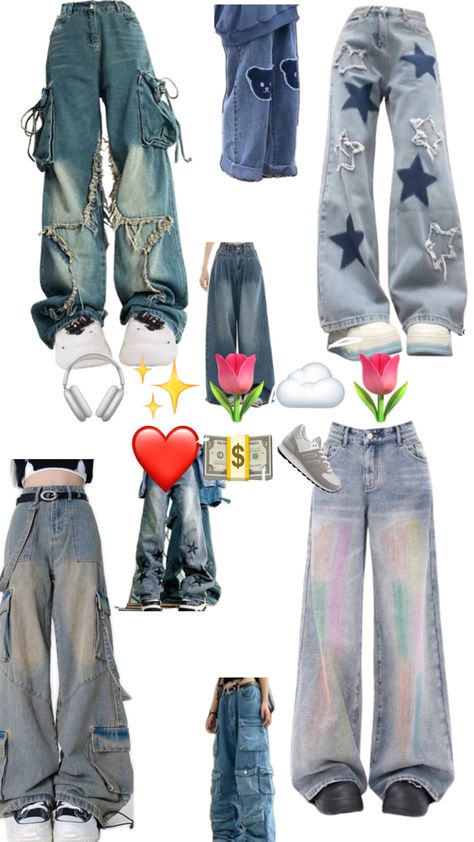 Star Pants Outfit, Y2k Outfits Pants, Acubi Jeans, Y2k Modern, Street Style Outfits Casual, Trendy Outfit Ideas, Fashion Fails, Y2k Pants, Trendy Outfits For Teens