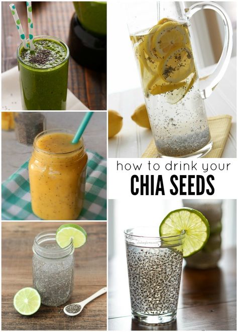 So many great ways to get chia seeds in everyday by drinking them in these yummy waters and smoothies. Chi Seeds, Chai Seed, Chia Recipe, Diy Dry Shampoo, Chia Seed Recipes, Diet Vegetarian, Chia Pudding, Detox Smoothie, Chia Seeds