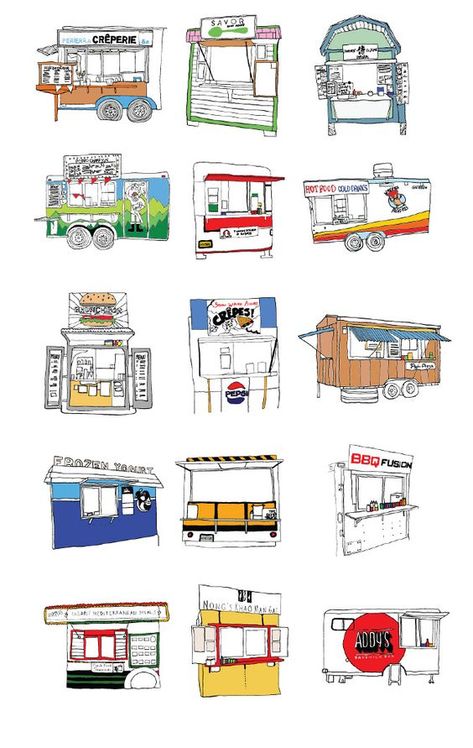 Gerobak Dorong, Street Food Design, Portland Food, Food Kiosk, Food Carts, Food Cart Design, Kiosk Design, Food Truck Design, Stall Designs