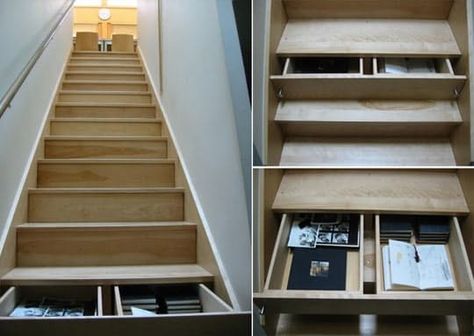 Stairs Storage Drawers, Stairway Storage, Stair Drawers, Stair Cases, Creative Closets, Staircase Storage, Diy Shoe Rack, Storage House, Wooden Stairs