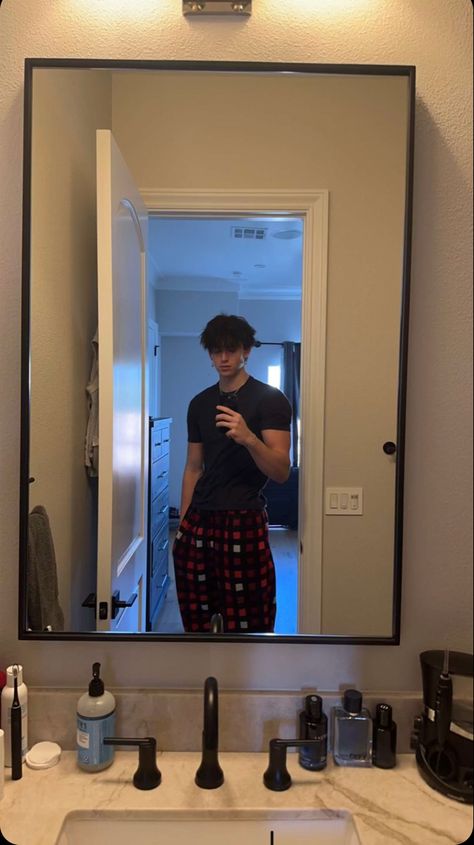 #mirror #outfit #home #hair #boyfriend #boys Boy Mirror Selfie, Boy Mirror, Bathroom Mirror Selfie, Jacob Day, Home Hair, Boys Bathroom, Framed Bathroom Mirror, Lighted Bathroom Mirror, Flatscreen Tv