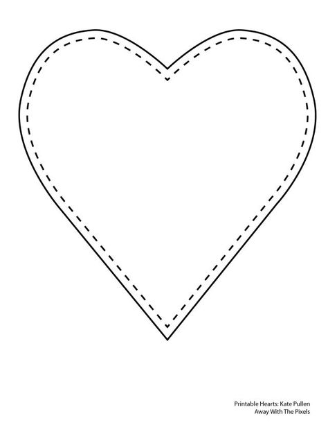 5 Free Heart Shaped Printable Templates for Your Craft Projects: Single Heart With Stitched Border Heart Patterns Printable, Heart Shapes Template, Printable Heart Template, Heart Stencil, About Heart, Shape Templates, Heart Printable, Heart Outline, Applique Templates