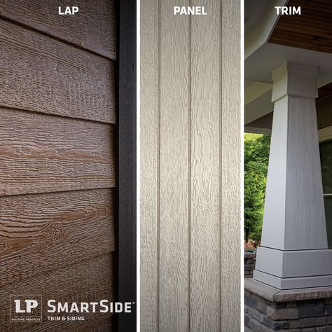 Cabin Exterior Ideas, Lp Smartside Siding, Smartside Siding, Exterior Siding Options, Engineered Wood Siding, Lp Smartside, Exterior House Siding, Wood Siding Exterior, Ranch House Exterior