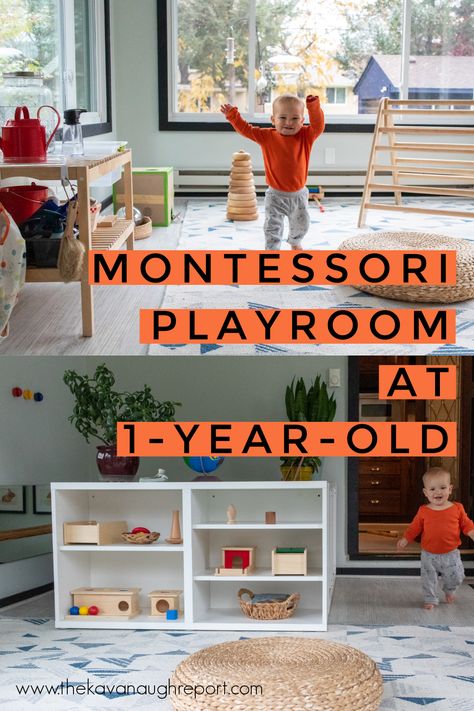 Goodbye Montessori Movement Area Playroom For One Year Old, Montessori Playroom 12 Months, Montessori Play Area In Living Room, Montisorri Playroom Ideas, Small Montessori Playroom, Baby Play Area In Living Room Small, Baby Play Area In Living Room, Montessori Small Space, Small Montessori Bedroom