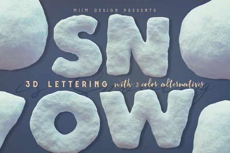 Snow - 3D Lettering by MIIM on @creativemarket 3d Lettering, 3d Typography, Photo Texture, Title Design, 3d Letters, Web Inspiration, Free Photoshop, Free Graphics, Freelance Graphic Design