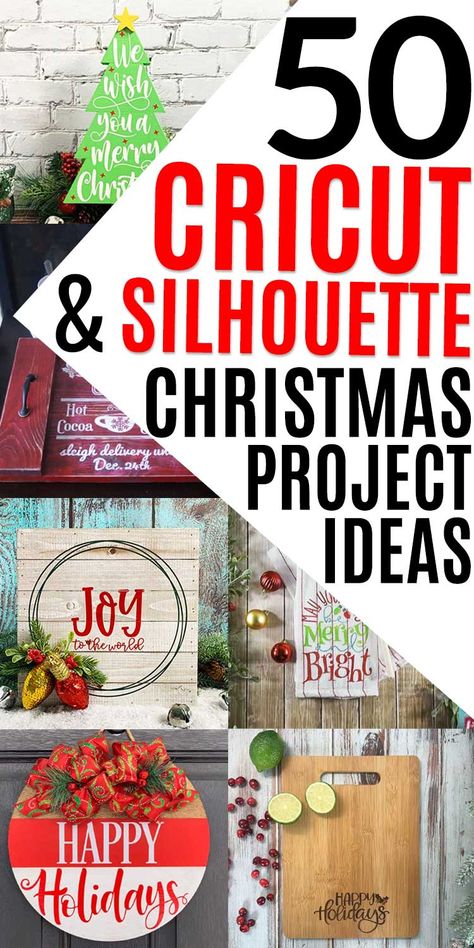 Diy Christmas Gifts Silhouette Cameo, Christmas Tree Cricut Projects, Cricut Christmas Cutouts, Christmas Decor Diy Cricut, Silhouette Cameo Projects Beginner Vinyl, Christmas Gift Ideas Using Cricut, Silhouette Christmas Gifts, Homemade Christmas Gifts With Cricut, Crichton Christmas Ideas