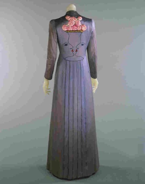 Evening coat, designed by Elsa Schiaparelli in collaboration with Jean Cocteau, Fall, 1937. Rosa Shocking, Madeleine Vionnet, Paul Poiret, Jean Patou, Josephine Baker, Jean Cocteau, Jeanne Lanvin, Elsa Schiaparelli, Vintage Trends