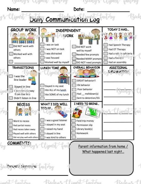 Daily Communication Log Special Ed, Communication Log For Teachers, School Communication Log, Preschool Daily Report, Parent Communication Forms, Parent Teacher Conference Forms, Parent Communication Log, Parent Teacher Communication, Communication Log