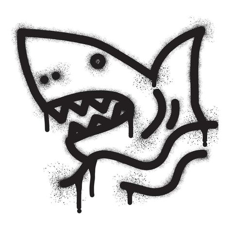 Shark graffiti with black spray paint Spray Paint Inspiration, Sharpie Graffiti Art, Simple Spray Paint Art, Spray Paint Room Wall Art, Small Graffiti Art, Spray Paint Ideas Graffiti, Graffiti Ideas Simple, Simple Graffiti Art, Graffiti Art Ideas