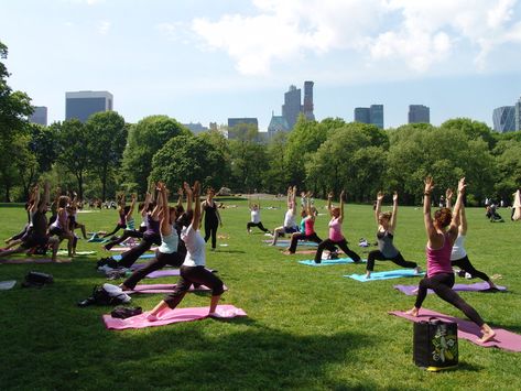 Yoga In The Park, Outdoor Meditation Space, Quirky People, Outdoor Meditation, Crescent Lunge, Group Meditation, Park Workout, Group Yoga, New York Vibes