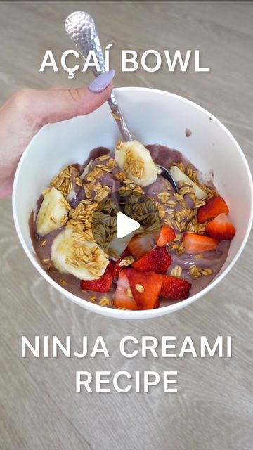 ALLISON LLOYD on Instagram: "Ninja creami acai bowl 🤤  Okay first off the ninja creami is the best invention ever and 2nd of all this is the best post workout meal I’ve had ever since I’ve started having post workout meals like 6 years ago  It’s also loaded with not only protein, but tons of nutrients my body needs 😌  Also LOOK AT THAT VOLUME!!  INGREDIENTS FOR BASE🍌🍓 acai pure packet (I get mine from Trader Joe’s) 1/2 banana  85g vanilla Greek yogurt  1/2 tbsp chia seeds 1/2 scoop @legion vanilla protein powder (code allison)  INSTRUCTIONS 1. Let acai packet thaw for like 20-30 minutes then combine all ingredients and mash together to get a liquid texture 2. Freeze overnight !! (This part is super important) 3. Put in ninja cream (I use smoothie bowl setting) **I will put a little mil Ninja Creamy Acai Bowl, Creami Açaí Bowl, Acai Bowl Ninja Creami, Açaí Ninja Creami, Açaí Bowl Ninja Creami, Ninja Creami Acai Bowl, Ninja Creami Acai Bowl Recipe, Ninja Creami Smoothie Bowl Recipe, Acai Bowl Recipe With Acai Powder