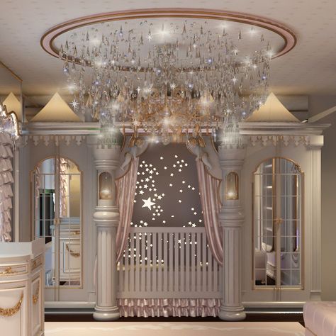 Baby Girl Nursery Luxury, Princess Suite Bedrooms, Twin Nursery Room Luxury, Luxury Nursery Twins, Luxury Nursery Girl, Princes Rooms, Nursery Ideas Luxury, Luxury Baby Girl Nursery, Princess Room Royal