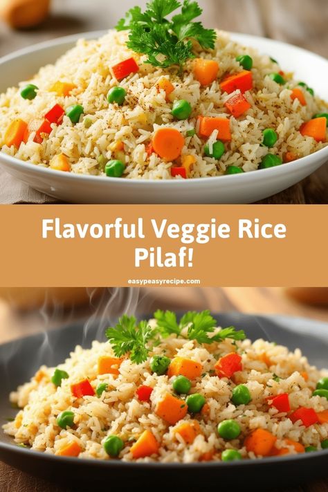 Easy Vegetable Rice Pilaf Recipe: Flavorful & Nutritious Side Dish Vegetable Rice Pilaf Recipe Easy, Rice With Veggies Recipe, Quick And Easy Rice Side Dishes, Rice With Vegetables Recipe, Easy Healthy Side Dishes For Dinner, Rice And Veggies Recipes, Rice Side Dish Recipes For Steak, Rice Vegetable Recipes, Rice Dishes Recipes Simple