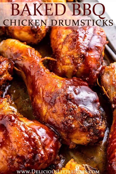 BBQ Chicken Drumsticks are made with a simple rub, then oven-baked to crispy perfection. They are then coated in your favorite barbecue sauce before serving. This easy recipe is a great option to serve a crowd or for weekly meal prep. Bbq Chicken In Oven Drumsticks, Bbq Drumstick Chicken Recipes, Roast Chicken Drumsticks Oven, Oven Baked Marinated Chicken Drumsticks, Baked Barbeque Chicken Drumsticks, Barbecue Chicken Legs In The Oven, Baked Bbq Chicken Legs In The Oven, Chicken Drumsticks And Thighs Recipe, Oven Bbq Chicken Drumsticks