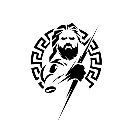 Vector Logo Design Ideas, Zeus Logo Design, Zeus Illustration, Logo Zeus, Zeus Drawing, Zeus Logo, Zeus Lightning Bolt, Bob Marley Painting, Greek God Tattoo