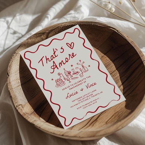 Celebrate your love with an Italian flair using our Italian-Themed Engagement Party Invitation Canva Template! This charming template features a wavy hand-drawn border and delightful hand-drawn food elements, perfect for setting the tone for a festive and romantic gathering. Fully customizable in Canva, you can easily edit the text, colors, and layout to match your party's theme. 𝗧𝗛𝗔𝗧'𝗦 𝗔𝗠𝗢𝗥𝗘 𝗕𝗨𝗡𝗗𝗟𝗘: https://www.etsy.com/ca/listing/1792741823/thats-amore-bridal-shower-template 𝗠 Pizza Themed Engagement Party, Italian Theme Engagement Party, Italian Themed Engagement Party, Thats Amore Engagement Party, That’s Amore Shower Theme, Thats Amore Party, Italian Engagement Party, Pizza Engagement Party, Thats Amore