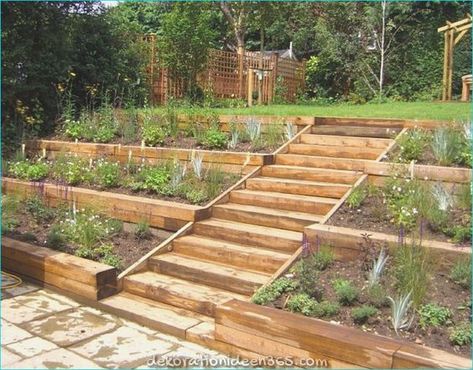 Slope Landscaping, Sloped Backyard Landscaping, Landscaping On A Hill, Hillside Garden, Sloped Backyard, Hillside Landscaping, Garden On A Hill, Backyard Vegetable Gardens, Sloped Garden