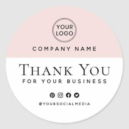 Elegant blush pink custom logo business thank you classic round sticker Thank You Stickers Business, Thank You Sticker, Logo Stickers Packaging, Business Stickers Logo, Circle Sticker Design, Round Sticker Design, Shipping Station, Business Thank You Notes, Graphic Design Cv