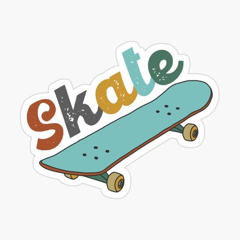 Get my art printed on awesome products. Support me at Redbubble #RBandME: https://www.redbubble.com/i/sticker/Skateboard-Retro-by-Pickle-Lily/47863028.JCQM3?asc=u Skate Stickers Skateboards, Skateboard With Stickers, Skateboard Drawing Aesthetic, Skateboard Stickers Aesthetic, Skating Stickers, Skateboard Wallpaper, Sticker Skateboard, Retro Skateboard, Skateboard Aesthetic