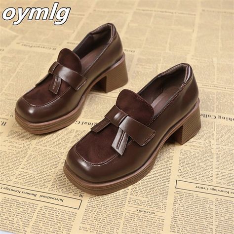 High heeled loafers for women autumn 2024 single shoes women's thick heels women's brown small High Heeled Loafers, Loafer Platform, Mary Jane Loafers, Horror Protagonist, Block Heel Loafers, Dress Work, Shoes On Sale, Platform Mary Janes, Platform Loafers