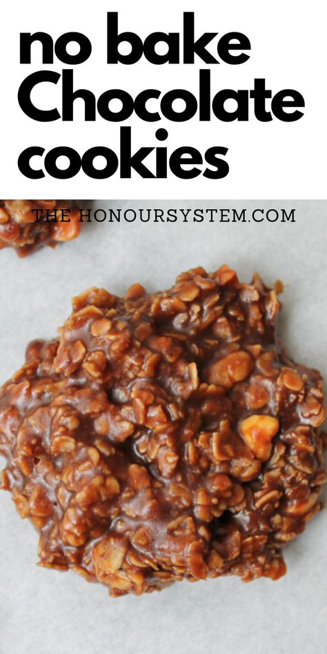 This recipe for No Bake Chocolate Cookies is super easy! Vegan and gluten free. No Bake Chocolate Cookies, Coconut Oil Cookies, Oil Cookies, Chocolate No Bake, Chocolate Peanut Butter Recipes, Chocolate No Bake Cookies, Classic Cookies Recipes, Peanut Butter No Bake, Peanut Butter Oatmeal Cookies