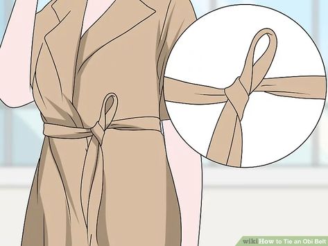 Easy Ways to Tie an Obi Belt: 9 Steps (with Pictures) - wikiHow How To Tie A Belt On A Dress, How To Tie A Dress, Obi Belt Outfit, How To Tie A Belt, Belt Knots, Obi Belts, Loop Knot, Obi Belt, Belt Tying