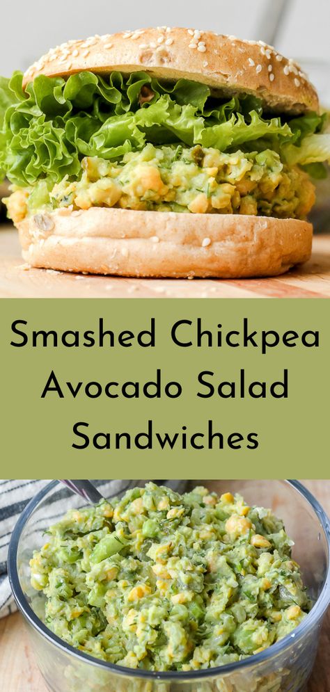 Chickpea Avocado Salad, Smashed Chickpea, Chickpea Avocado, Pork Sandwiches, Healthy Sandwiches, Chickpea Recipes, Tasty Vegetarian Recipes, Avocado Recipes, Dill Pickle