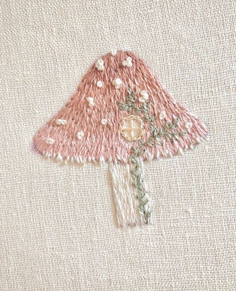 Nicki Franklin Embroidery, Embroidery Fairytale, Embroidered Fairy, Mushroom Fairy House, Textile Art Embroidery, Mushroom Fairy, Fabric Embellishment, Redwork Embroidery, Hand Embroidery Patterns Flowers