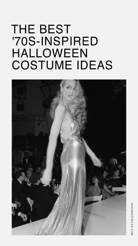 The most iconic Halloween costume ideas from the '70s era 1970s Halloween Costumes Vintage, 70s Icons Women, Hollywood Glam Halloween Costume, 70s Inspired Costumes, 70s Singers Costume, 70s Outfit Costume, 1970s High Fashion, 70s Female Icons, 70s Singers Female