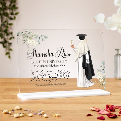 Muslim Graduation, Daughter Graduation, Box Frame Art, Graduation Poses, Farewell Gifts, Graduation Diy, 16th Birthday Gifts, Acrylic Plaque, Gift Tag Cards